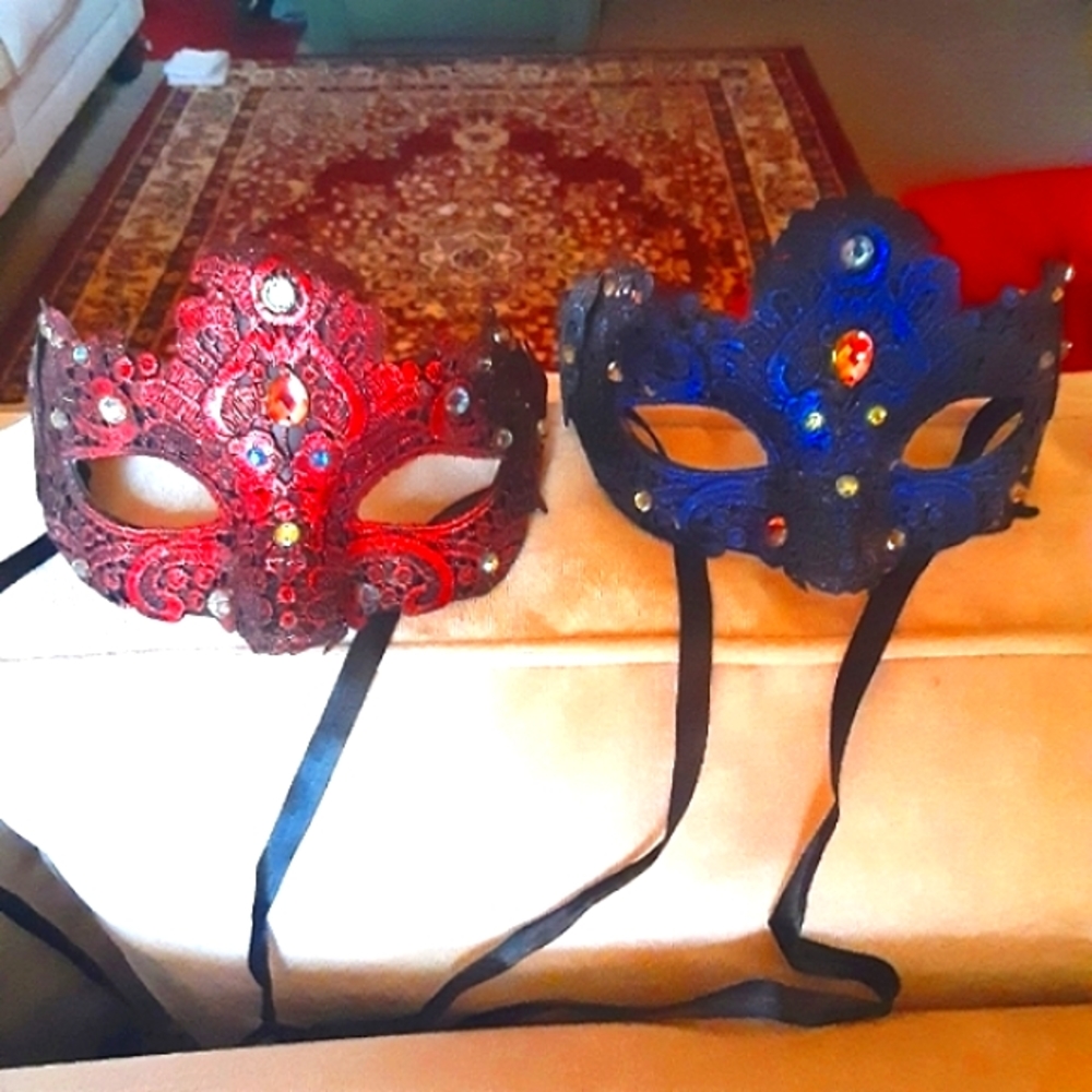 Pair of Handmade Masquerade Masks